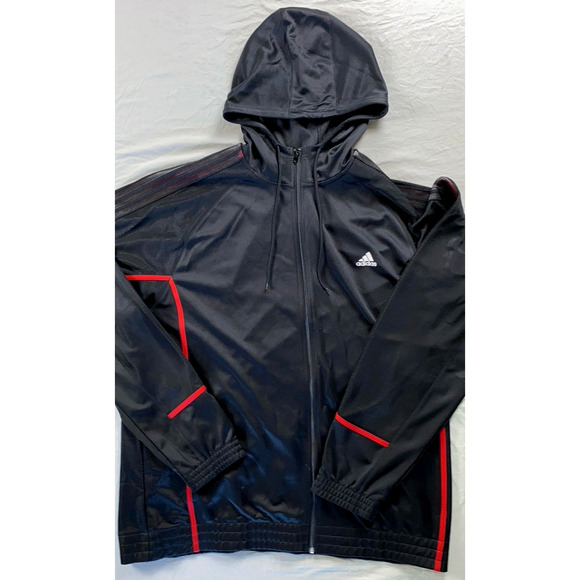 Adidas Full Zip Hooded Track Jacket, Sweatshirt. Black, Reflective 3-Stripe. 4XL - Picture 1 of 7